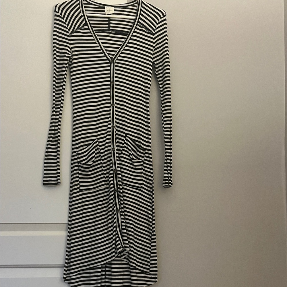 By Together Monochrome Striped Long Sleeve Dress